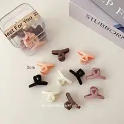 Set of 10: Acrylic Hair Clips EM0633 - Hair Clamp - 10 Pcs - Crisscross - Multicolor - Beige & Black & Brown - One Size