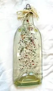 Art Glass Melted Flat Wine Bottle Appetizer Cheese Spoon Rest Wall Art