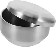 Hoement Shaving Soap Bowl Shaving Soaps Holder Mixing Stainless Bowl Travel Shaving Soap Dish Metal Shave Bowls for Men Shaving Dishes Men Shave Supply Metal Bowls Silver Stainless Steel