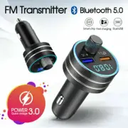 Fast Charging Bluetooth 5.0 Car Kit Wireless FM Transmitter Dual USB MP3 QC3.0