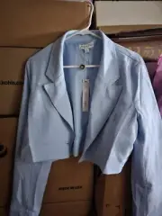 She And Sky White BLUE Blazer Size Large