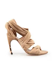 Beige Draped Bamboo Accent Sandals