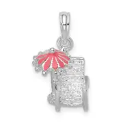 Sterling Silver De-Ani Rhodium-Plated 3D Enameled Beach Chair Pendant