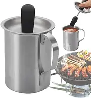 Grill Basting Pot and Brush Set – Non-Stick Sauce Pot with Heat-Resistant Silicone Brush, BBQ Marinade Applicator | Stainless Steel Pot, Easy Clean, Outdoor Grilling Tool