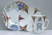 Cup Saucer Trio PETRUSHKA BALLET Bone china, Lomonosov Imperial Porcelain