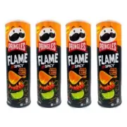 932346 4 X 160G TIN PRINGLES FLAME SPICY MEXICAN CHILLI & LIME FLAVOURED CHIPS