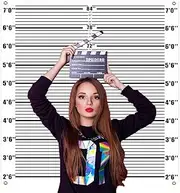 Zliisang 4.3 x 4.9ft Mugshot Backdrop for Photoshoot Arrested Height Photography Background Photo Booth Props Backdrop Murder Mystery Party Decorations Mugshot Signs for Birthday Bachelorette Party