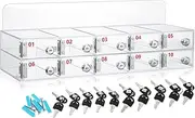 Threan Cell Phone Locker Box for Classroom with Door Locks and Keys Clear Acrylic Phone Jail Storage Cabinet Wall Mounted for School Factory Office (10 Slots)