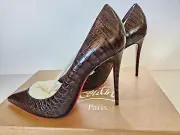 Christian Louboutin So Kate Embossed 100mm Pointy Toe Red Sole Pump 36.5