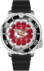 NEW INVICTA 48104 NFL KANSAS CITY CHIEFS KC STEEL RED DIAL WATCH QUARTZ 48MM