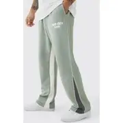 Mens Khaki Straight Leg Contrast Stitch Loopback Gusset Jogger