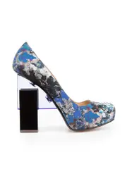 Nicolas Kikwood x Erdem Blue Floral Print Acrylic Heels
