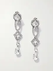 [Balenciaga] Balenciaga - Palazzo Silver-tone Crystal Earrings - One size One size Silver