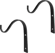 2 PCS Black Metal Hanging Bracket - Heavy Duty Wrought Iron Wall Hooks - Outdoor & Indoor Use - For Plant Lanterns, Garden Bird Feeders & Concrete Fence Posts