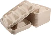 GLEAVI 50pcs Disposable Taco Serving Trays Wave Shape Design with Dividers for Easy Serving at Parties Family Dinners Social Events Pulp Material