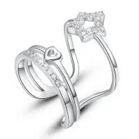 在飛比找樂天市場購物網優惠-925純銀戒指鑲鑽銀飾-星星愛心造型簡約獨特韓國流行七夕情人