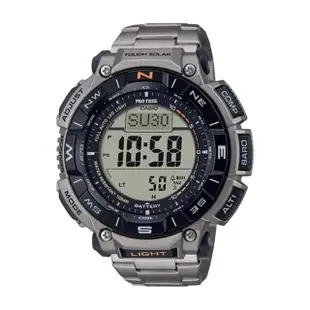 【CASIO 卡西歐】PRO TREK 戶外運動登山錶 太陽能電力 三重感應器 環保材質設計/鈦金屬(PRG-340T-7)