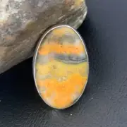 Bumble Bee Jasper Navajo Sterling Silver Ring Size 8 (Adjustable) 11542