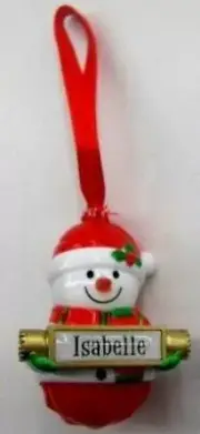 25132 ISABELLE NAME SNOWMAN SNOW MAN LIGHT UP CHRISTMAS TREE DECORATION ORNAMENT