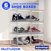 6X Sneaker Display Shoe Boxes Storage Case Container Plastic Wardrobe Organizer
