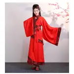 古裝仙女飄逸廣袖曲裾紅色古箏舞蹈演出服 古代漢服襦裙攝影寫真