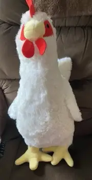 Multipet Rooster Dog Plush Toy 20 Inch Tall With Squeaker White