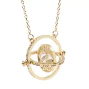 Nevenka Time Hourglass Necklace Alloy Rotating Time Turner Pendant-Yellow