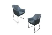 6IXTY Set Of 2 Ideal Modern Scandinavian Accent Lounge Armchair - Dark Grey