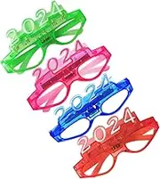 CAXUSD 4 Pairs LED Glasses Luminous Party Eyewear Glowing Props for Carnival Comfortable for All Ages Random Color