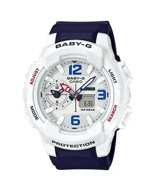 【CASIO BABY-G】BGA-230SC-3B 在錶盤上以跳色配置，特別放大了12點、3點及6點鐘刻度