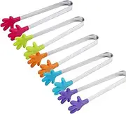Silicone Mini Tongs Set of 5 5 Inch Small Tongs for Kids Ideal for Serving Food Ice Fruit Candy Colorful Kitchen Tool Food Picks for Kids