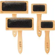 Rtteri 4 Pcs Wooden Wool Carder Hand Carders Slicker Brush Wool Carding Brush Needle Felting Tool for Dogs Spinning Weaving Craft Supplies, 2 Sizes