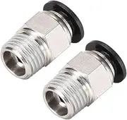 uxcell Straight Pneumatic Push To Quick Connect Fittings 1/4NPT Male X 8mm Tube OD Silver Tone 2pcs