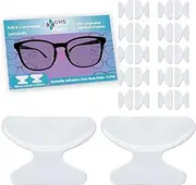 GMS Optical 2.5 Thick / 18mm Long Length - Adhesive Butterfly Contoured Shape Anti-Slip Silicone Eyeglass Nose Pads, Non-Slip Nose Pads for Glasses, for Sunglass Nose Pads Replacement - 10 Pair Clear