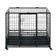 Dog Crate Kennel House Rabbit Hutch Cat Pet Cage Playpen Furniture Puppy Bunny Enclosure Carrier Foldable with Lockable Wheels
