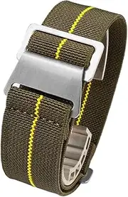 [Nice Pies] 60's French Troops Military Parachute Watch Band Elastic Fabric Nylon Watch Strap Silver Buckle 20mm 21mm 22mm