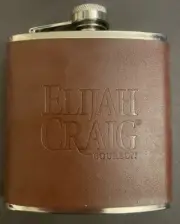 Elijah Craig Brown Leather Flask Whiskey Canteen With Box. New