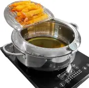 Deep Fryer Pot (°F), 11"/4.4Qt (4.2 L) Extra Large Tempura Frying with...