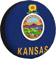 Kansas State Flag Tire Cover,Wheel Cover All-Weather Protection for Trailer,SUV,Truck &More,14 15 16 17 Inches
