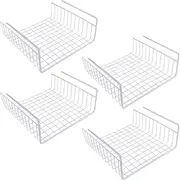 Southern Homewares White Wire Under Shelf Storage Basket Set – 4-Piece Under Cabinet Hanging Storage for Kitchen, Pantry, Organization