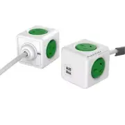 ALLOCACOC Powercube 4 Outlet Extended USB Surge Protector with 2x USB - 3m -