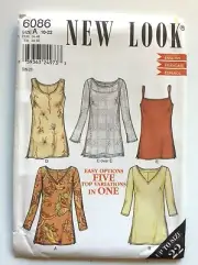 NEW LOOK 6086 Misses' Tops... Five Variations In One Size A 10 - 22