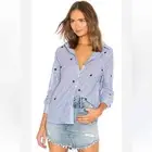 [michael lauren] luciano button up shirt with star patches blue M