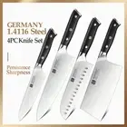 Knife Set Chef Cleaver Utility Santoku Stainless Steel Wood Handle Slicing Beef