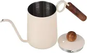 Gooseneck Coffee Kettle Stainless Steel with Ergonomic Wood Handle and Lid Precision Pouring Kettle for Home Office Travel and Cafes Capacity