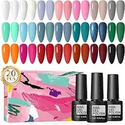 COSCELIA Gel Nail Polish Set 20 Colors Red Green Pink Grey Orange Gel Nail Polish Kit Nail Polish Starter Set Gel Polish Suitable For All Seasons DIY Salon Home Nail Design Art DIY Home