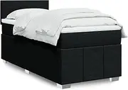 vidaxl Box Spring Bed with King Single Pocket Spring Mattress - Adjustable led Lights and Washable Topper