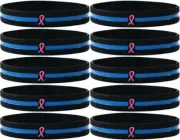 50 Pink Ribbon Wristbands featuring The Thin Blue Line - New Debossed Bracelets