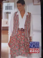 3543 Vintage Butterick SEWING Pattern Misses EZ Vest Shorts FF EASY