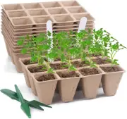 120 Cells Peat Pots Seed Starter Trays, 10 Pack Biodegradable Seedling Pots, Org
